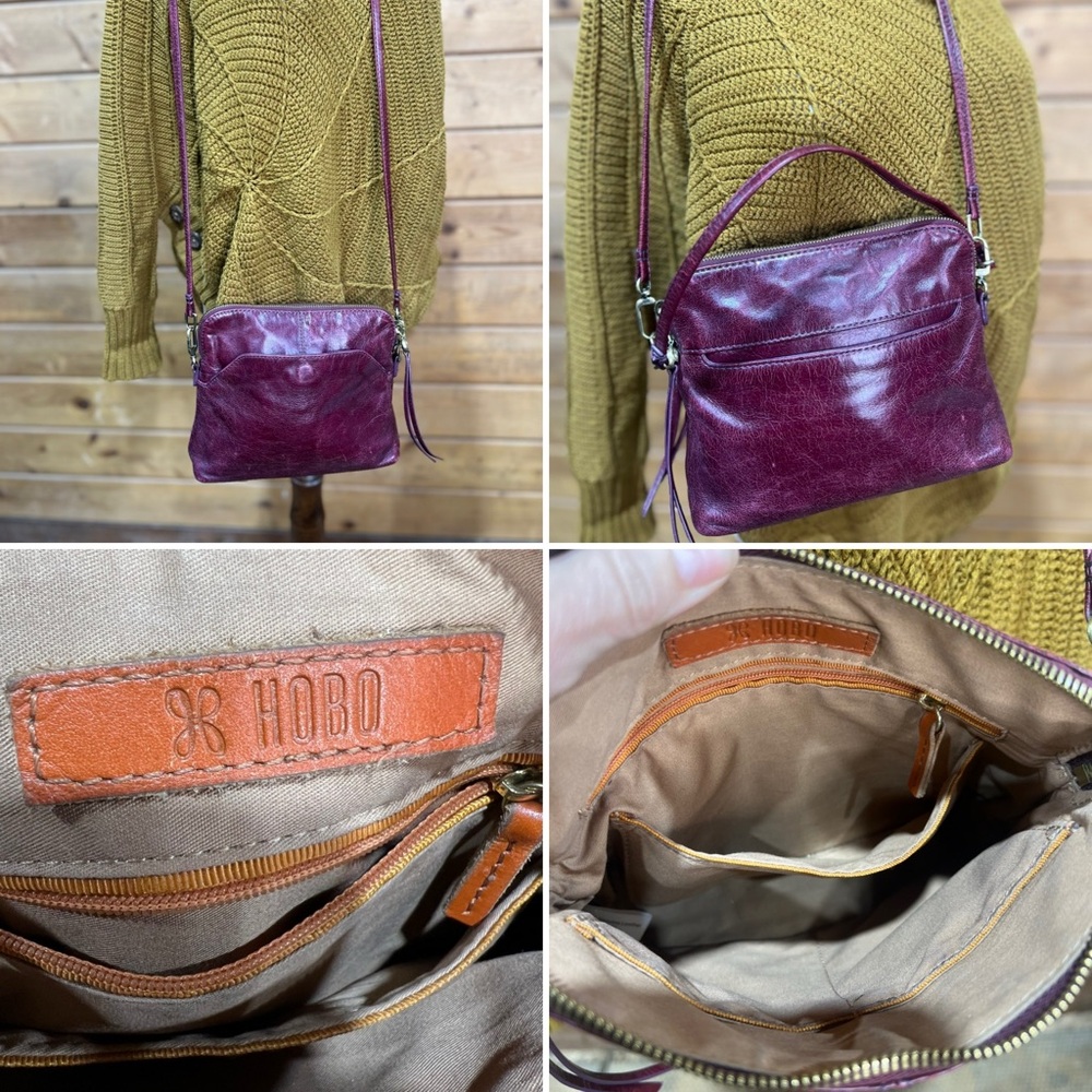 Hobo International Genuine Leather Crossbody Purse in Cabernet